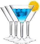 Khen European Style Plastic Crystal, Unbreakable Martini Glasses |Set of 4| Shatterproof Acrylic 100% Tritan, BPA-free Cocktail, Reusable, Floating Pool Outdoor & Indoor, Dishwasher Safe 10oz