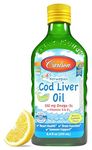 Carlson Labs Norwegian Natural Vitamin E Cod Liver Oil, Lemon Glass Bottle (250ml)