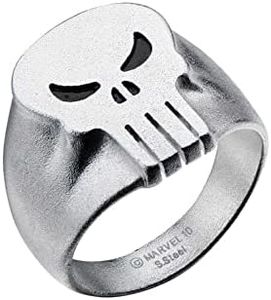 Marvel Comics Unisex Punisher Skull Stainless Steel Ring, Size 10