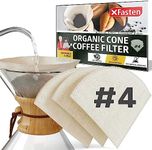 XFasten Organic Hemp Cloth Cone Coffee Filters No. 4 3-Pack Unbleached Cloth Reusable Coffee Filters 8-12 Cup; Compatible with Chemex and V60 Coffee Makers | Reusable Pour Over Number 4 Coffee Filters