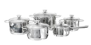 HENCKELS Biarritz 10 Piece 18/10 Stainless Steel Cookware Pot Set - All Cooktops, Drip-Free Rims, Mirror Finish, Silver, 40529-001