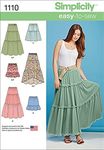 Simplicity 1110 Misses' Sewing Pattern Tiered Skirt with Length Variations for Women, Size XX-Small/XS/S/M/L/XL