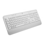 Logitech Signature K650 Wireless Keyboard with Wrist Rest, Full-Size, BLE Bluetooth or Logi Bolt USB Receiver, Comfort Deep-Cushioned Keys, Numpad, Compatible with Most OS/PC/Windows/Mac-White