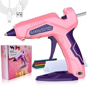 BLEDS Cordless Glue Gun, Rechargeable Fast Preheating Hot Glue Gun Kit with 2900 mAh Li-ion Battery & 30 Pcs Colorful Glue Sticks Mini Hot Glue Gun Base No-Drip Stand-Up USB-C for Gift Craft Decor