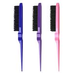 3 Pcs Back Combing Brushes, Teasing Brushes Three Row Bristle Hair Brush Fluffy Hair Brush Nylon Teasing Hair Brush for Salon Hair Care Scalp