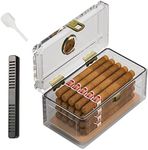 TISFA Acrylic Cigar Humidor with Humidifier and Hygrometer, Desktop Cigar Case Box That can Hold About 15-20 Cigars (S)