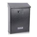 xydled Mail Boxes with Combination Lock,Locking Mailbox Wall Mounted,Large Capacity,Steel Cover Metal Postbox for House, 12.4×8.5×3 Inch, Black