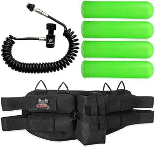 Maddog 4+1 Paintball Harness Pod Pack with (4) Paintball Pods and Quick Disconnect Paintball Tank Remote Coil Combo | Compressed Air (HPA) & CO2 Compatible - Lime Green
