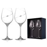 DIAMANTE Swarovski Red Wine Glasses Pair - 'Silhouette' Design Embellished with Swarovski Crystals - Set of 2