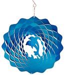 Dundee Deco W1010 Wind Spinner in Gift Box - 3D Hanging Indoor Outdoor Yard Garden Decoration - Mandala - Dolphins - Blue - 12 inch - Unique Gift Idea for Men Women, Souvenir, Present