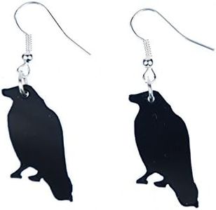 pendientes Miniblings Cuervo Cuervo Cuervo pendientes pendientes de aves de acrílico pajaros de cristal - joyería hecha a mano de plata de la manera Pendientes plateado I