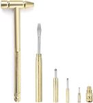 Simxen 6 in 1 Micro Mini Multifunction Copper Craft Hammer & Screwdriver Hand Tools Ideal for Watchmaker Jewelers and Walnut eaters