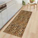 Kitchen Mat Light Brown Non-slip and Washable Kitchen Rug 60x180cm, Leopard Print Animal Skin Patterns Long Hallway Rug, Indoor Entry Rug, Decorative Absorbent Rug in Front of Sink