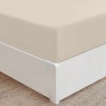 Mellanni King Size Fitted Sheets - All Around Elastic Bed Sheets - 40 Cm Extra Deep Fitted Sheets - Soft Brushed Microfiber, Shrinkage & Fade Resistant - (King, 150x200 cm, Beige)