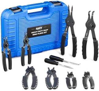 Orion Motor Tech 10pc Snap Ring Pliers Set, Internal & External Circlip Pliers Set with Bent Pliers Straight Pliers Hook Pick, Heavy Duty Snap Ring and Circlip Removal Tool with Storage Case & Gloves