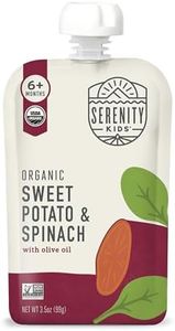 Serenity Kids 6+ Months USDA Organic Veggie Puree Baby Food Pouches - No Sugary Fruits or Added Sugar - 3.5 oz BPA & Allergen-Free - Sweet Potato & Spinach - 12 Count