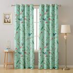 Cloth Fusion Printed Blackout Curtains 7 Feet Long Set of 2 Room Darkening Door Curtain with Grommet (Blue Forest)