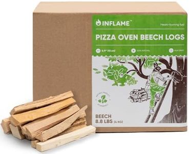 Inflame Beech Pizza Oven Wood - Kiln-Dried 5-inch Mini Logs, Bark-Free Firewood for Pizza Ovens, Ooni, Gozney, Solo Stove, BBQ, Grills & Smokers