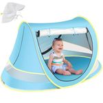 Wilhiker Baby Beach Tent Pop Up: Blue Pop Up Tent with Sun Hat - Kids Sun Tent Portable Uv Protection Tent Baby - Beach Tent for Outdoor Travel Folding Toddler Camping Accessories Sun Shade