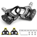 Yellowfin Road Bike Clipless Pedals with Cleats Set, Aluminum Alloy SPD Self-Locking Pedal for Cycling