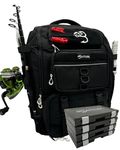 Fishing Tackle Backpack With Rod Holders, Fishing Backpack, 40L Fishing Backpack with 4 Tackle Boxes and Cooler (Black)