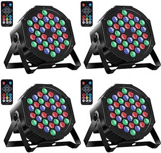 MOSFiATA Par Lights 4 Pack, RGB 36 LED Stage Lights Sound Activated DMX Control, 7 Modes Uplighting Lights with Remote Control Stage Lighting, DJ Par Party Lights for Club KTV Disco Party