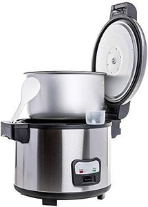 SYBO Commercial Rice Cooker and Warmer, 60 Cups Large Cooked (30 Cup Uncooked) Rice with Hinged Lid, Non-Stick Insert Pot, Stainless Steel Exterior