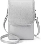 BOSTANTEN Vegan Leather Small Crossbody Bags for Women Designer Cell Phone Bag Wallet Purses Adjustable Strap, Silver