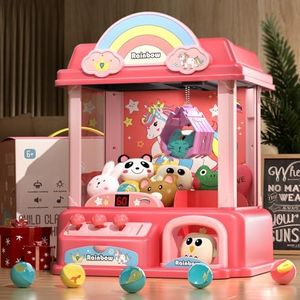 Claw Machine for Kids, Mini Vending Machines Arcade Dispenser Candy Game Prizes Toy, Electronic Small Tiny Pink Toys, Adjustable Sounds and Music, Gifts for Girls