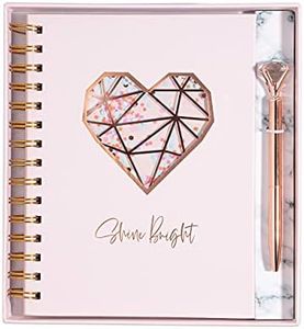 Pink Hardcover Notebook Journal with Pen Set by Maddie + Mel Designs - Cute Spiral Notebook Dream Journal for Women and Teen Girls - Perfect Office or School Notebook – Diary with Pen Gift Set – Cute Journals Set with Diamond Pen