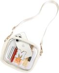 TEBIEKOY Clear Purses for Women Stadium Crossbody Small Clear Bag Stadium Approved Clear Crossbody Bags for Teen Girl Sport Games Concerts(M,Off-White)