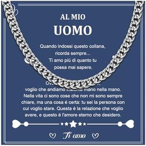 CheersLife Idee Regalo Uomo Regalo per Marito Acciaio Inossidabile Collana Cubana Uomo Al Mio Uomo Regalo San Valentino Per Lui Fidanzato Regalo Anniversario per lui Regali Uomo Compleanno 26 pollici