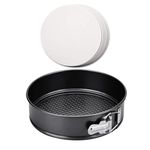 9" Non-Stick Springform Pan, Leakproof Round Cake Pan, Cheesecake Pan, Removable Bottom Quick Release Latch Moulds for Birthday Cake, Include 50 Pcs Parchment Cake Paper Liners