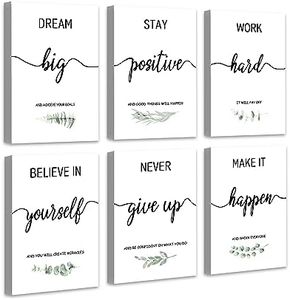 𝗗𝗿𝘀𝗼𝘂𝗺 Inspirational Wall Art Home Office Decor, Motivational Wall Decor for Bedroom Living Room Office Classroom, Positive Affirmations Quotes Poster Framed Art for Women Men Kids, 12"x16",𝗙𝗿𝗮𝗺𝗲𝗱