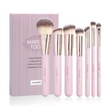 MAANGE 7 Pcs Make up Brush Set, Essential Makeup Brushes for Foundation Powder Concealer Eyeshadow, Premium Synthetic Make up Brushes for Daily, Pink