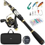 Magreel Telescopic Fishing Rod and Reel Combo Set with Fishing Line, Fishing Lures Kit& Accessories and Carrier Bag for Saltwater Freshwater (A-Full Kit with Carrier Bag, 1.8M-5.91FT)