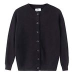 B BIMOZI Women Cardigan Button Up Crew Neck Classic Warm Knit Sweater (Black,L)