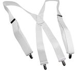 1 1/2" Wide Classic Series Holdup Suspenders X-back with Silver No-slip Clips White AD