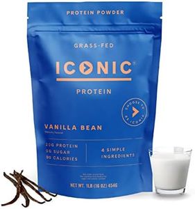 ICONIC Protein Powder, Vanilla Bean - Sugar Free, Low Carb Protein Powder - Lactose Free, Gluten Free, Non-GMO, Kosher - 20g Grass Fed Whey & Casein Protein - Keto Friendly, 1 lb. Pouch (18 Servings)