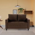 COUCH CULTURE Saya Sofa for Living Room | 2 Persons Sofa| Premium Fabric with Cushioned Armrest | 12 Months Warranty| Solid Wood Frame| 2 Seater in Saya Brown Color