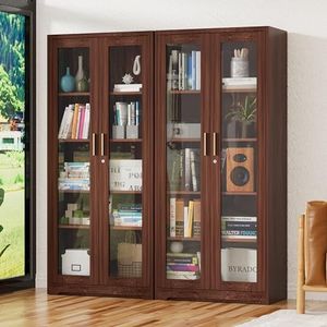 UNICOLY Display Cabinet with Glass Doors, Curio Cabinets with Locking Doors, Metal Storage Cabinet for Kitchen,Living Room 71” H, Assembly Required, Brown