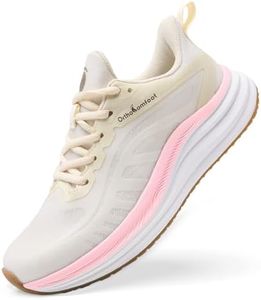 Women's Orthopedic Slip On Road Running Shoes: Comfort Swollen Feet Plantar Fasciitis Arch Support Hammer Toes Tennis Shoes, Soft Durable Working Hiking Gowalk Non Slip Trail Sneakers Beige Size 10