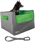 Kurgo Skybox Rear Booster Seat for Dogs or Cats, Dog Car Seat, Carrier Carseat for Pets Up to 30 Pounds, Helps with Canine Car Sickness, Includes Seatbelt Tether (Grass Green/Charcoal)