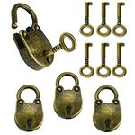 VCRANONR 3 Pcs Mini Keyed Padlock Bear Shape Vintage Brass Padlock Zinc Alloy Metal Antique Small Padlock with 6 Keys Lock for Locker Suitcase Jewelry Box Diary Book Luggage Sports Bags Cupboards