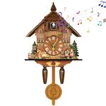 Comebachome Cuckoo Clock with Working Bird, Cuckoo Clock with Working Bird, Wooden Vintage House Cuckoo Clocks, Hanging Pendulum Wall Clock, Adjustable Bird Clock with Button, Cuckoo Clocks