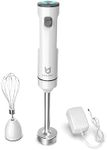 Cordless Hand Blender, UTALENT Variable Speed Immersion Blender handheld Rechargeable, with Fast Charger, Egg Whisk, for Smoothies, Milkshakes, Hummus and Soups – White