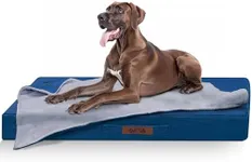 Sytopia Orthopedic Extra Large Dog Beds with Detachable Blanket - Washable Great Dane Dog Bed for Giant Dogs, Supportive Foam Pet Bed with Waterproof and Removable Cover, Navy Blue