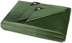 ANSIO Tarpaulin Waterproof Heavy Duty Sheet 3m x 3m / 10ft x 10ft Premium Grade Tarpaulin 260g/m² - Green