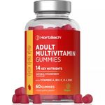 Multivitamin Gummies for Adults | 60 Count | 14 Essential Nutrients | with Vitamin A, B12, C, D & Zinc | Natural Strawberry Flavour | by Horbaach