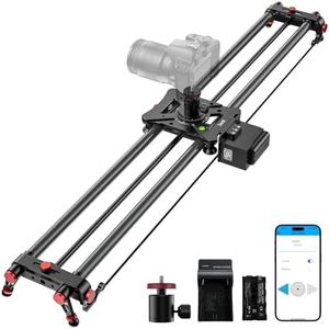 Camera Slider Motorized 47" /120cm, Button/APP Dual Control, Automatic Round Trip, Time Lapse, Panoramic Shooting, Video Capture, Slider Smooth and Stable, 120°Panoramic Shooting, Carbon Fiber Tube